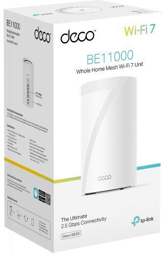 TP-LINK Deco BE65 BE9300 v1 Точка за достъп с Mesh Wi-Fi 7 Трибандов (2.4 и 5 и 6GHz) Единичен комплект