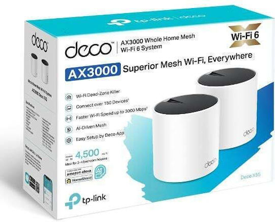 TP-LINK Deco X55 v1 WiFi Mesh Network Access Point Wi‑Fi 6 Dual Band (2.4 & 5GHz) in Double Kit