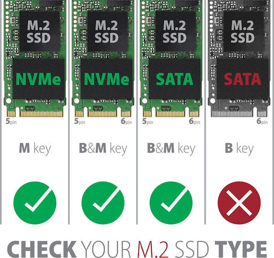 Axagon Hard Drive Case M.2 PCI-Express NVME with connection Type-C in Schwarz color