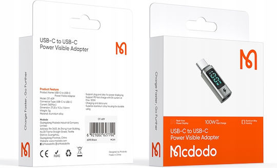 Mcdodo Μετατροπέας USB-C male σε USB-C female Πορτοκαλί 1τμχ OT-6090