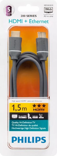 Philips SWV4432S HDMI 1.4 Hochgeschwindigkeits HDMI-Kabel 1080p 120Hz HDMI-Stecker - HDMI-Stecker 1,5m Schwarz