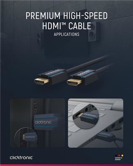 Clicktronic HDMI 1.4 High Speed 1080p 120Hz Cable HDMI Male - HDMI Male 10m Blue