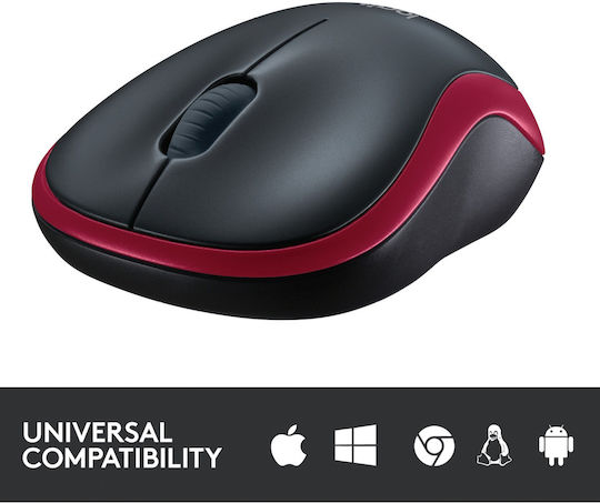 Logitech M185 Ασύρματο Mini Ποντίκι Black/Red