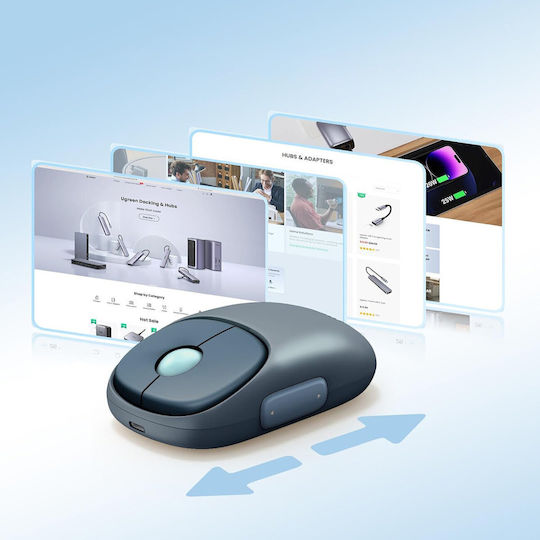Ugreen Fun+ MU102 Безжичен Ергономичен Bluetooth Мишка Син