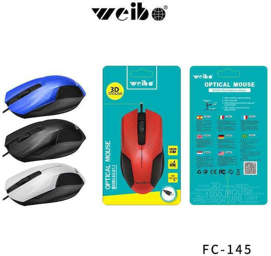 Weibo FC-145 Ενσύρματο Ποντίκι Grey/Black