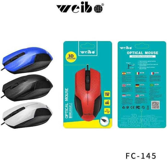 Weibo FC-145 Ενσύρματο Ποντίκι Grey/Black