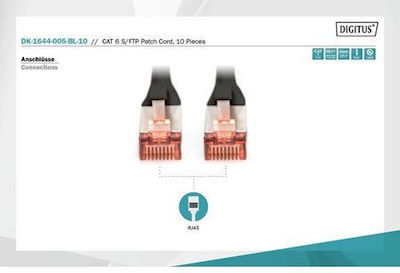 Digitus S/FTP Cat.6 Καλώδιο Δικτύου Ethernet 0.5m 10τμχ Μαύρο