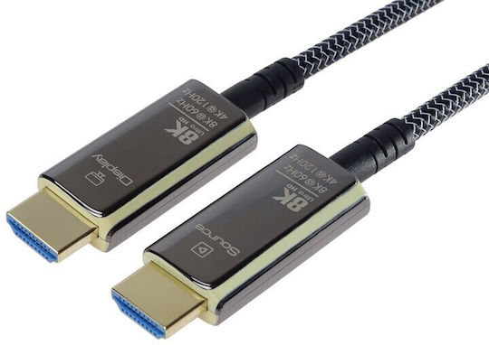 PremiumCord HDMI 2.1 Ultra High Speed 48Gbps 4K 120Hz HDR VRR Kabel HDMI-Stecker - HDMI-Stecker 20m Schwarz