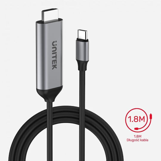 Unitek Cable HDMI male - HDMI male 1.8m Silver