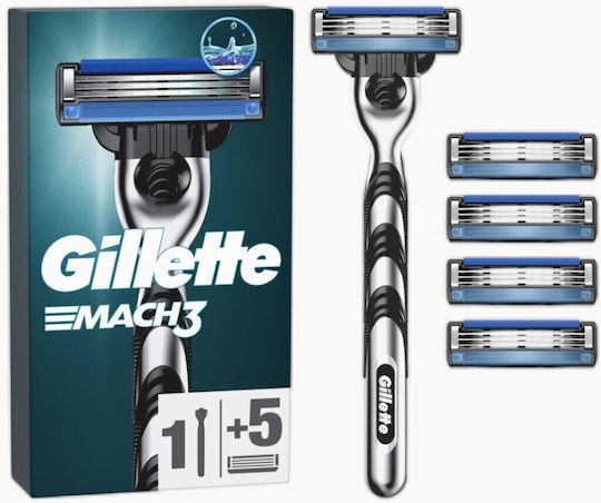 Gillette Mach3 Резервни глави с 3 остриета и лубрикантна лента 5бр