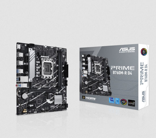 Asus Prime B760M-R D4 Mainboard Micro ATX mit Intel 1700 Sockel