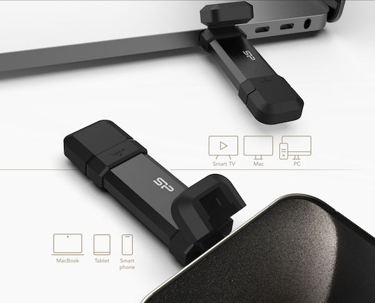 Silicon Power 250GB USB 3.2 Stick with connection USB-A & USB-C Black