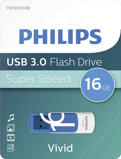 Philips Vivid Edition 16GB USB 3.0 Stick Μπλε