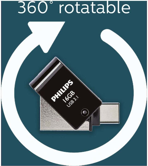 Philips 2in1 16gb Usb 3.1 Stick 16GB USB 3.1 Stick with connection USB-C Black