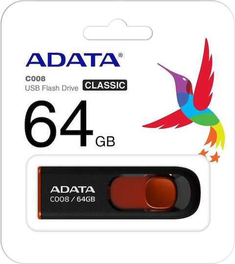 Adata 64GB USB 2.0 Stick Μαύρο