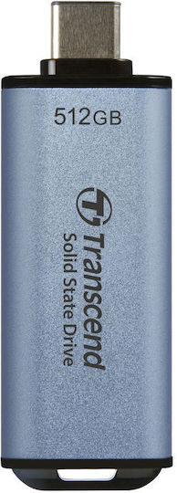 Transcend ESD300C 512ГБ USB 3.2 SSD Стик с връзка USB-C Син