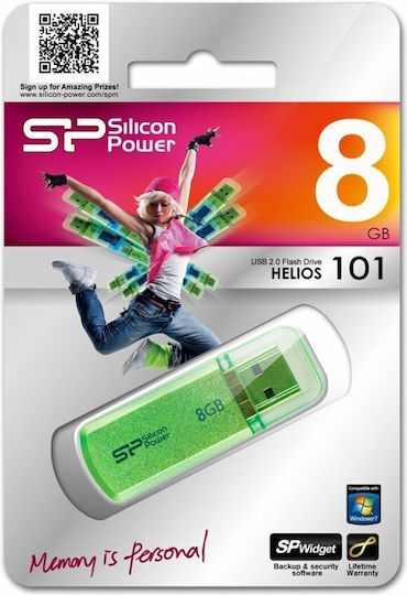 Silicon Power Helios 101 8GB USB 2.0 Stick Πράσινο