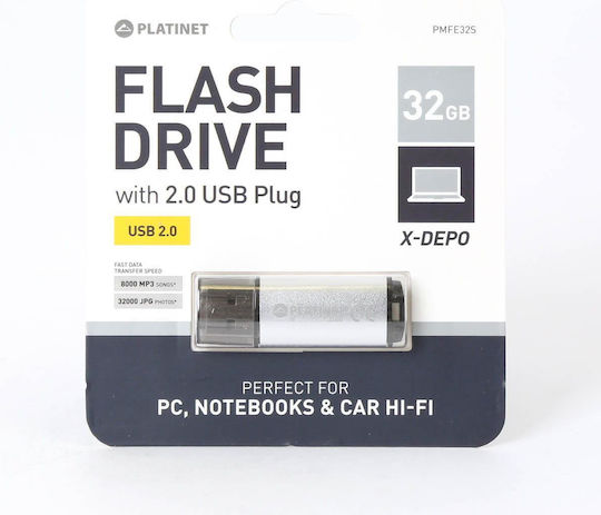 Platinet X-Depo 32GB USB 2.0 Stick Ασημί