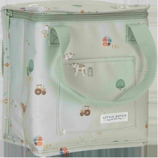 Little Dutch Little Farm School Insulated Hand Lunch Bag Green 20x12x21.5cm