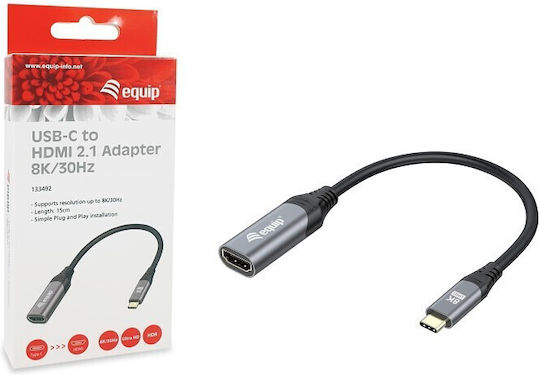 Equip Μετατροπέας USB-C male σε HDMI female Γκρι 1τμχ 133492