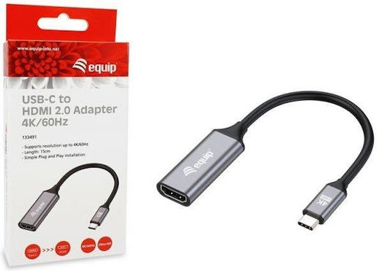 Equip Μετατροπέας USB-C male σε HDMI female Γκρι 1τμχ 133491