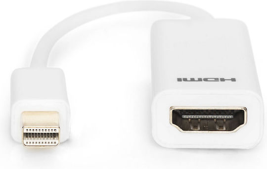 Digitus Μετατροπέας mini DisplayPort male σε HDMI female Λευκό 1τμχ AK-340411-001-W