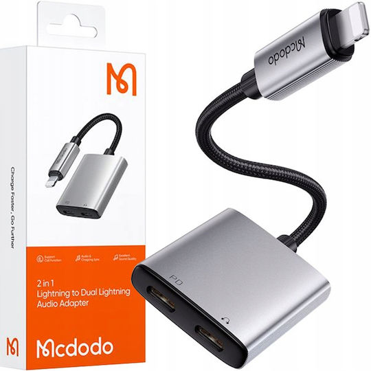 Mcdodo 2in1 Μετατροπέας Lightning male σε Lightning female Ασημί 1τμχ