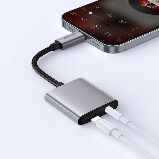 Mcdodo 2in1 Audio Μετατροπέας Lightning / DC / 3.5mm male σε Lightning / DC / 3.5mm female Ασημί 1τμχ