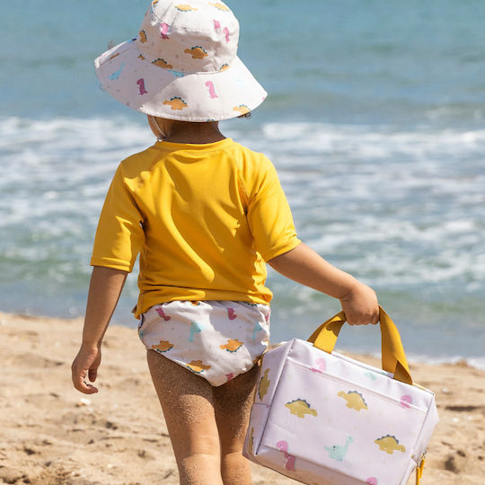 Saro Happy Dinos Kids' Insulated Lunch Bag Handbag 6L Yellow 19x10x24cm