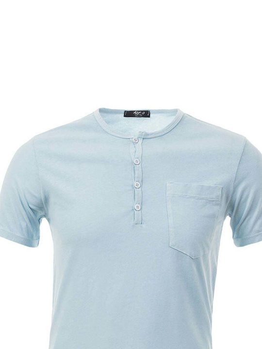 MIZ-U Men's Short Sleeve Blouse Polo Light Blue