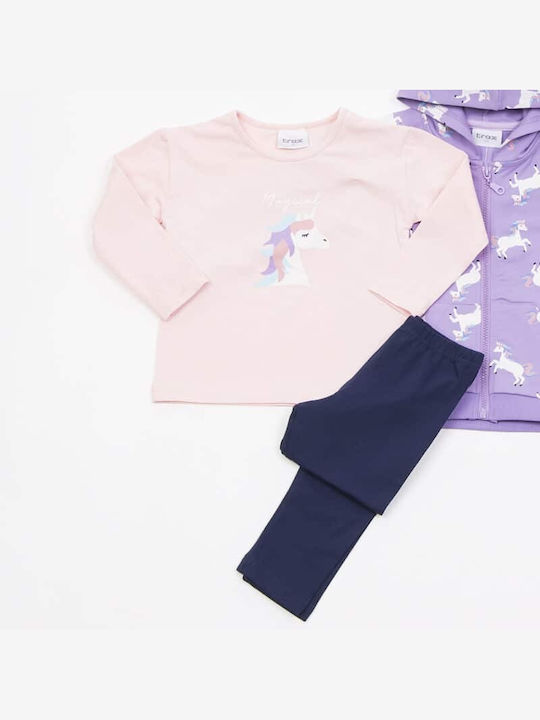 Trax Kinder Set mit Leggings Winter 2Stück Blue, Candy Pink, Lilac