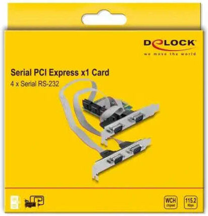 DeLock Κάρτα PCIe σε 4 θύρες RS232 DB9 Serial