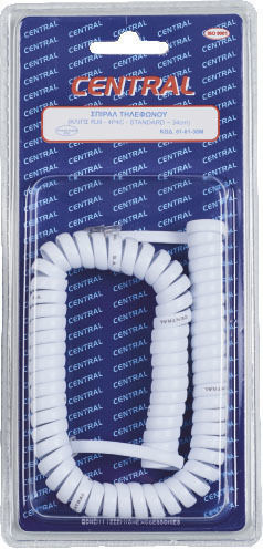 Central Спирала Телефонен кабел RJ9 0.34м Бял (01-01-38Λ/M)