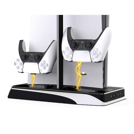 Imp Tech DLX+ LED Multi Function Charger Tower Charging Station for 2 controllers PS5 White