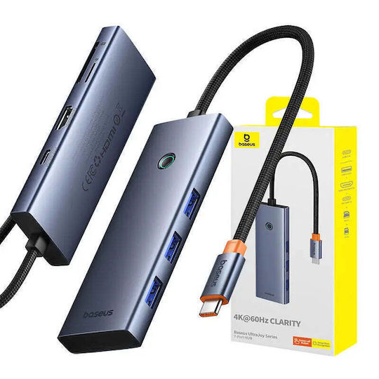 Baseus 7in1 UltraJoy USB-C Docking Station with HDMI 4K PD Ethernet Gray