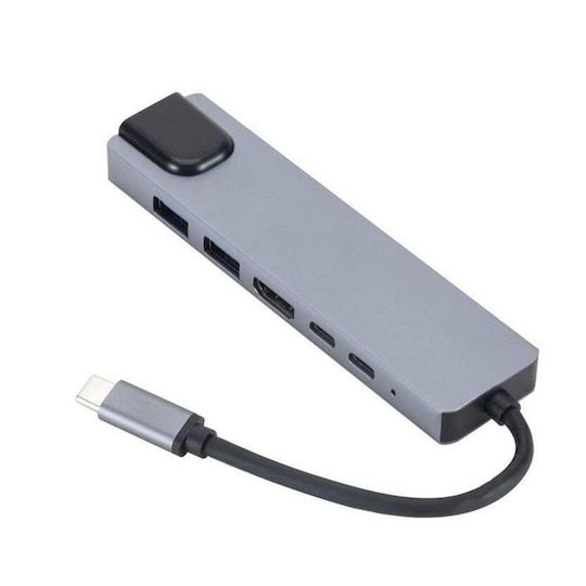 USB-C Docking Station με HDMI PD Ethernet Γκρι (YWX-TYPEC6X1)