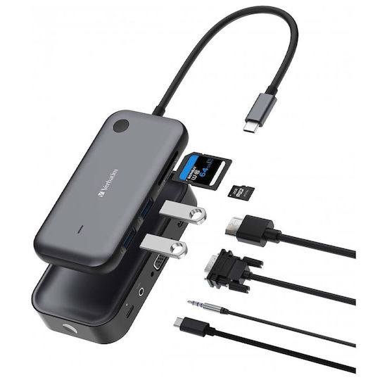 Verbatim Share My Screen 1080p USB-C Docking Station mit HDMI PD Schwarz