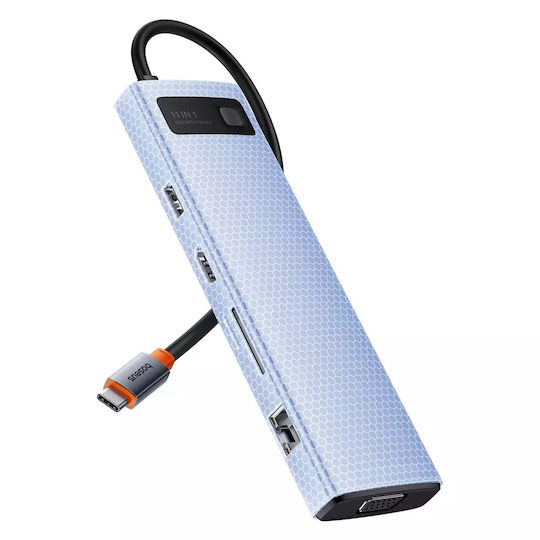 Baseus Starjoy Metal Glam USB-C Docking Station with HDMI 4K PD Ethernet and Support for 2 Monitors Silver