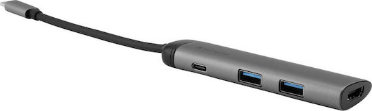 Verbatim USB-C Pro CMH-05 USB-C Docking Station mit HDMI 4K PD Ethernet Gray
