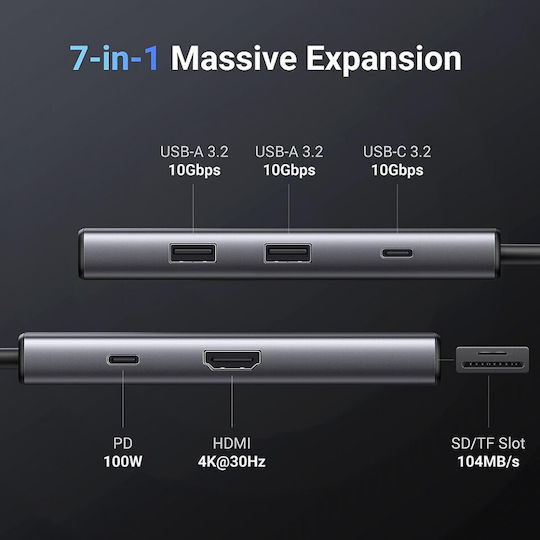 Ugreen Cm498 USB-C / USB-A Docking Station with 4K PD Black