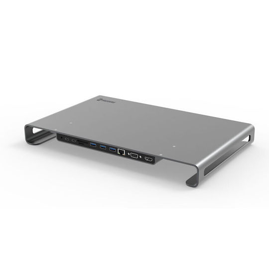 Swissten Aluminium 10 in 1 USB-C Docking Station mit 4K PD Ethernet Silber