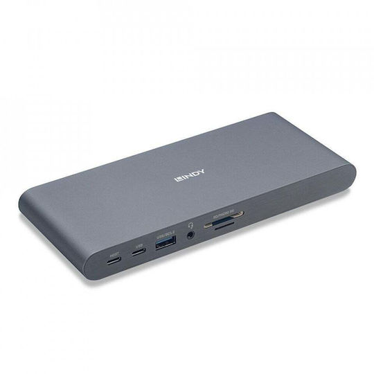 Lindy USB-C Docking Station mit HDMI/DisplayPort 4K PD Ethernet Silber (43349)