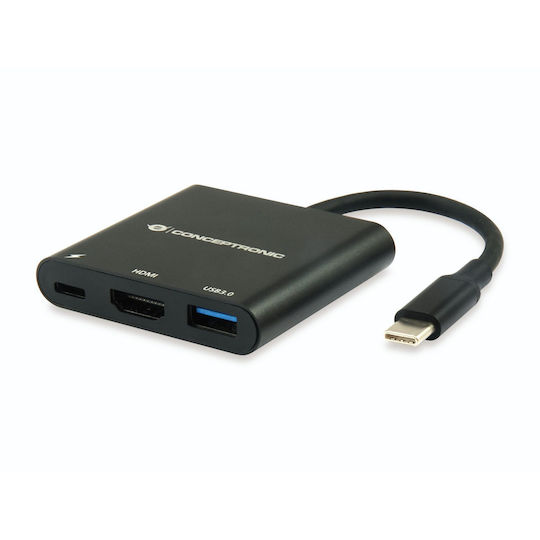 Conceptronic USB-C Docking Station με HDMI 4K PD Μαύρο (DONN01B)
