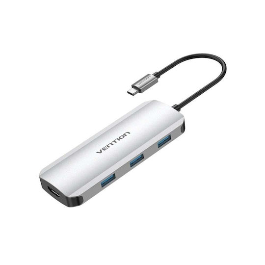 Vention USB-C Stație de andocare cu 4K PD Ethernet Gri (TOJHB)