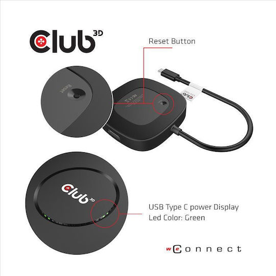 Club3D USB-C Stație de andocare cu DisplayPort Negru (CSV-1550)
