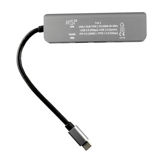 NSP N16 USB-C Docking Station with HDMI 4K PD Ethernet Gray
