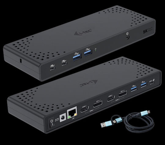 i-tec USB-C Docking Station με HDMI/DisplayPort 4K PD Ethernet και σύνδεση 2 Οθονών Μαύρο (CADUA4KDOCKPDL2)
