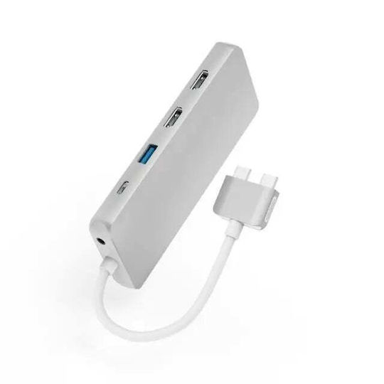 HAMA Connect2Mac USB-C dublu Stație de andocare cu HDMI 4K PD Ethernet și conexiune 2 monitoare Argintiu