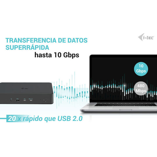 i-tec USB-C Docking Station με HDMI/DisplayPort 4K PD Ethernet και σύνδεση 2 Οθονών Μαύρο (CADUAL4KDOCKPD2)