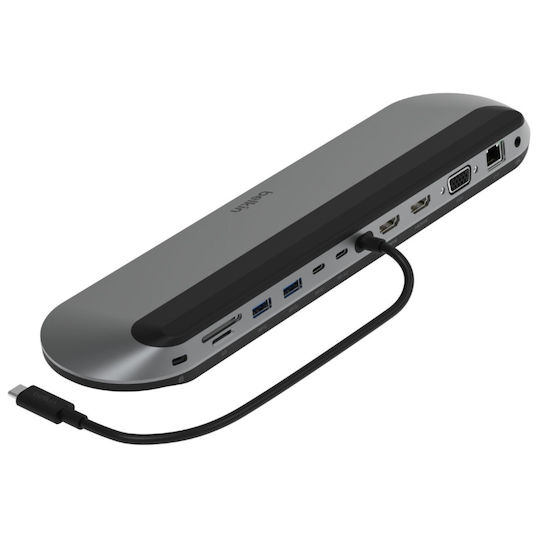 Belkin Connect USB-C Docking Station with HDMI 4K PD Ethernet and Support for 3 Monitors Black